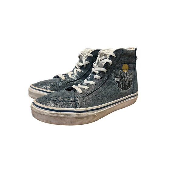 Vans X Harry Potter Unisex SK8 HI ZIP HOGWARTS METALLIC Sparkle Castle Size 2.5 - Picture 1 of 9